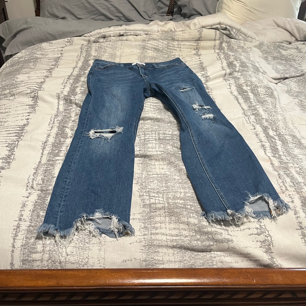Distressed Blue Jeans